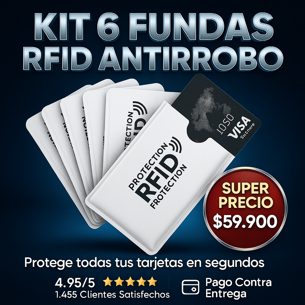 ¿Sabías que pueden clonar tus tarjetas sin tocarlas? 😱 Kit x6 Protectores Antirrobo RFID