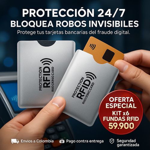 ¿Sabías que pueden clonar tus tarjetas sin tocarlas? 😱 Kit x6 Protectores Antirrobo RFID